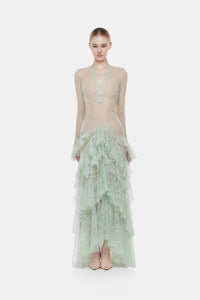 Mint Lace Cascade Dress