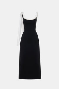 Black Scarf Low Back Maxi Dress
