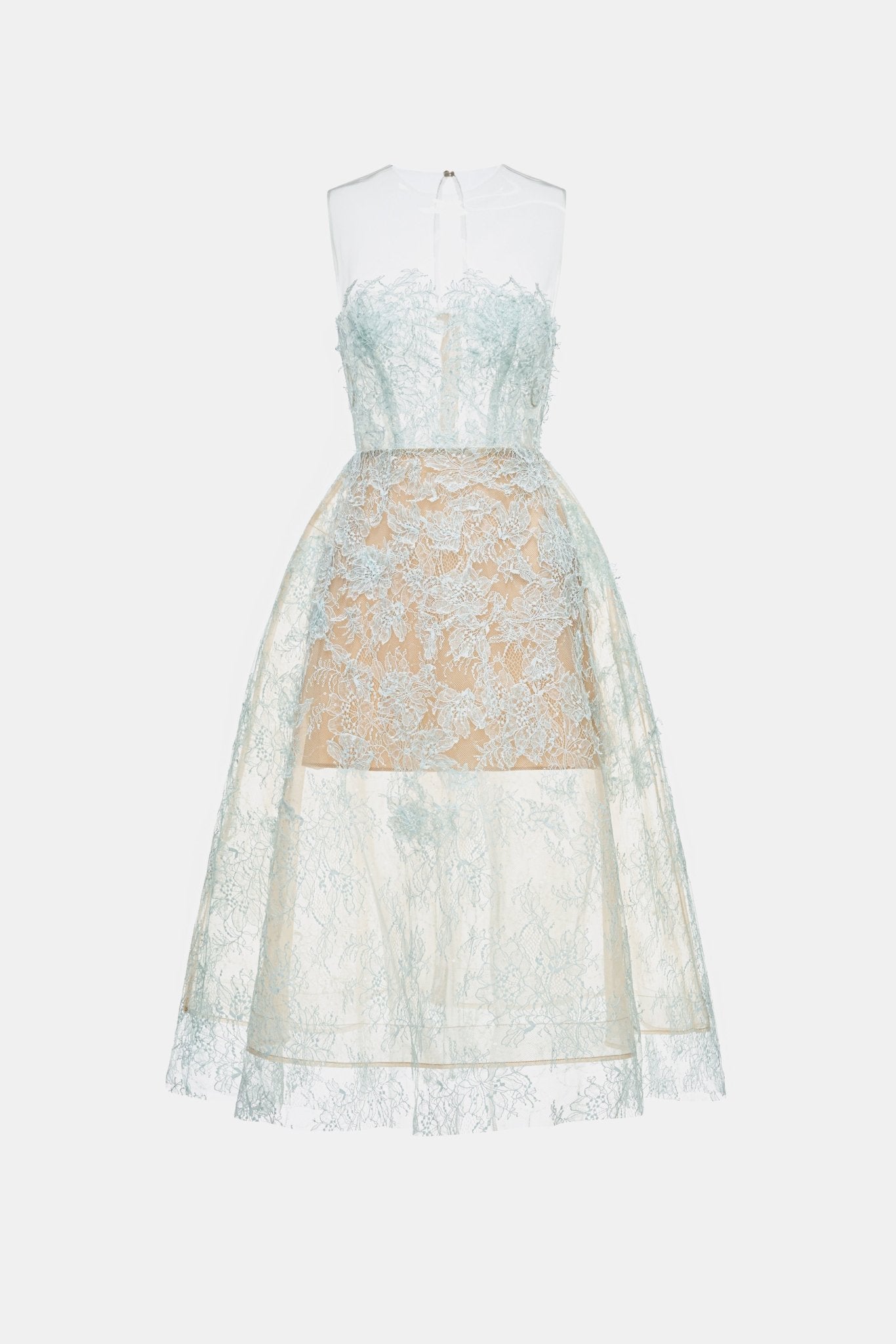 Baby Blue Beaded Lace Dress L