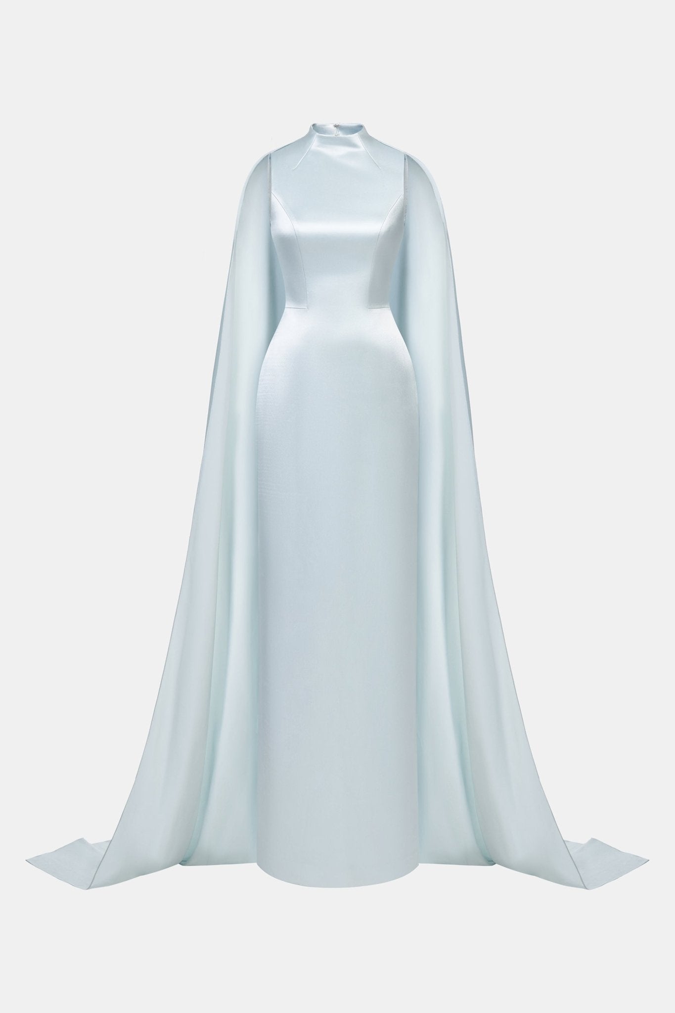 light blue dress with cape Luxury Blue A-Line Evening Dress with Cape Sleeves SS451 – Sharon Said