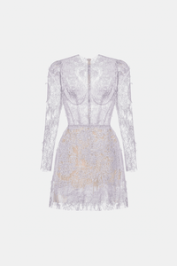 Baby Violet Beaded Lace Mini Dress - Montsand