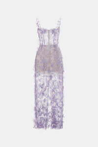 Baby Violet Beaded Lace Pencil Dress - Montsand