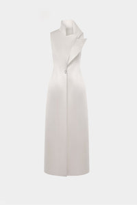 Beige Asymmetrical Silk Coat - Montsand