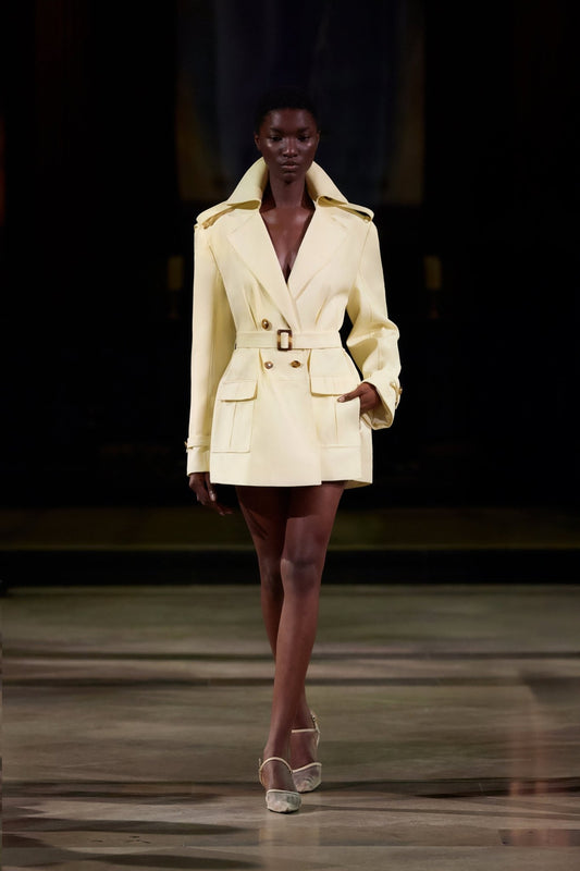 Beige Belted Blazer Dress - Montsand