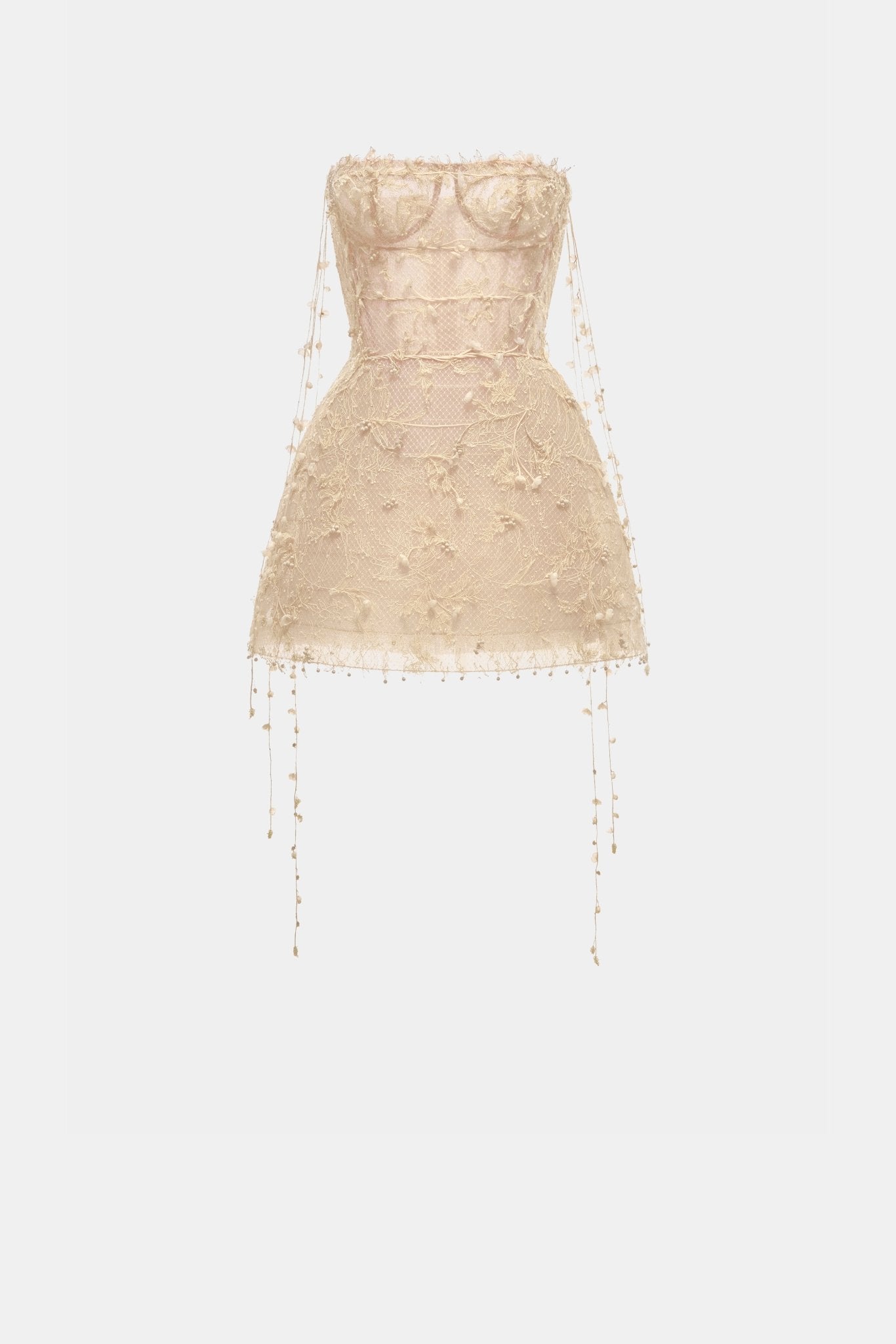Beige Floral String Mini Dress Montsand Beige Floral String Mini Dress Montsand