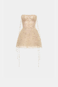 Beige Floral String Mini Dress - Montsand