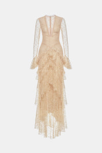 Beige Lace Cascade Dress - Montsand