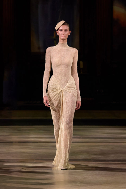 Beige Twisted Bodycon Dress - Montsand