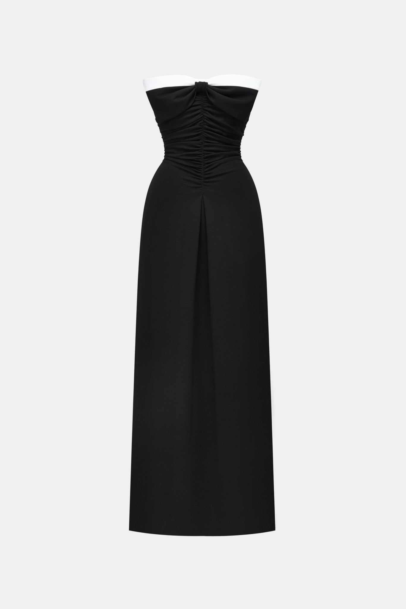 black bow maxi dress Black Bow Ruched Maxi Dress M