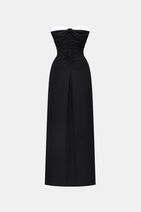 Black Bow Ruched Maxi Dress Dresses Montsand