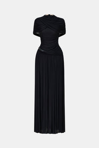 Black Draped Cape Maxi Dress Dresses Montsand