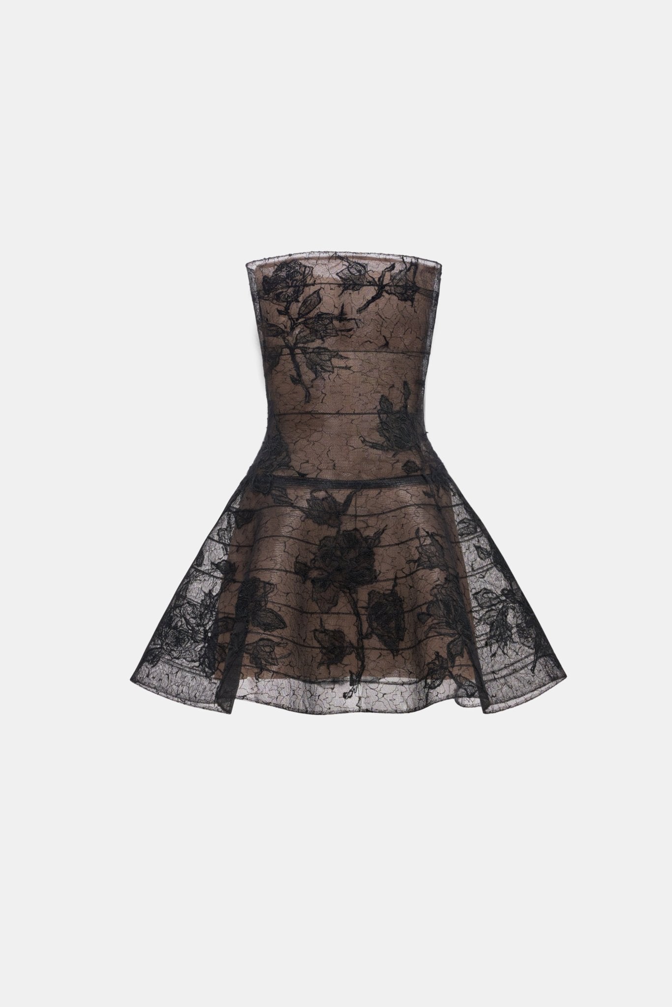 Black Floral Appliqué Mini Dress XL