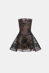 Black Floral Appliqué Mini Dress - Montsand