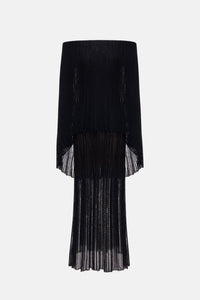 Black Off - Shoulder Pleated Maxi Dress - Montsand