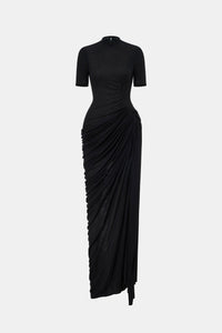 Black Short-sleeves Ruched Maxi Dress Dresses Montsand