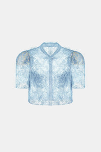 Blue Beaded Lace Top - Montsand