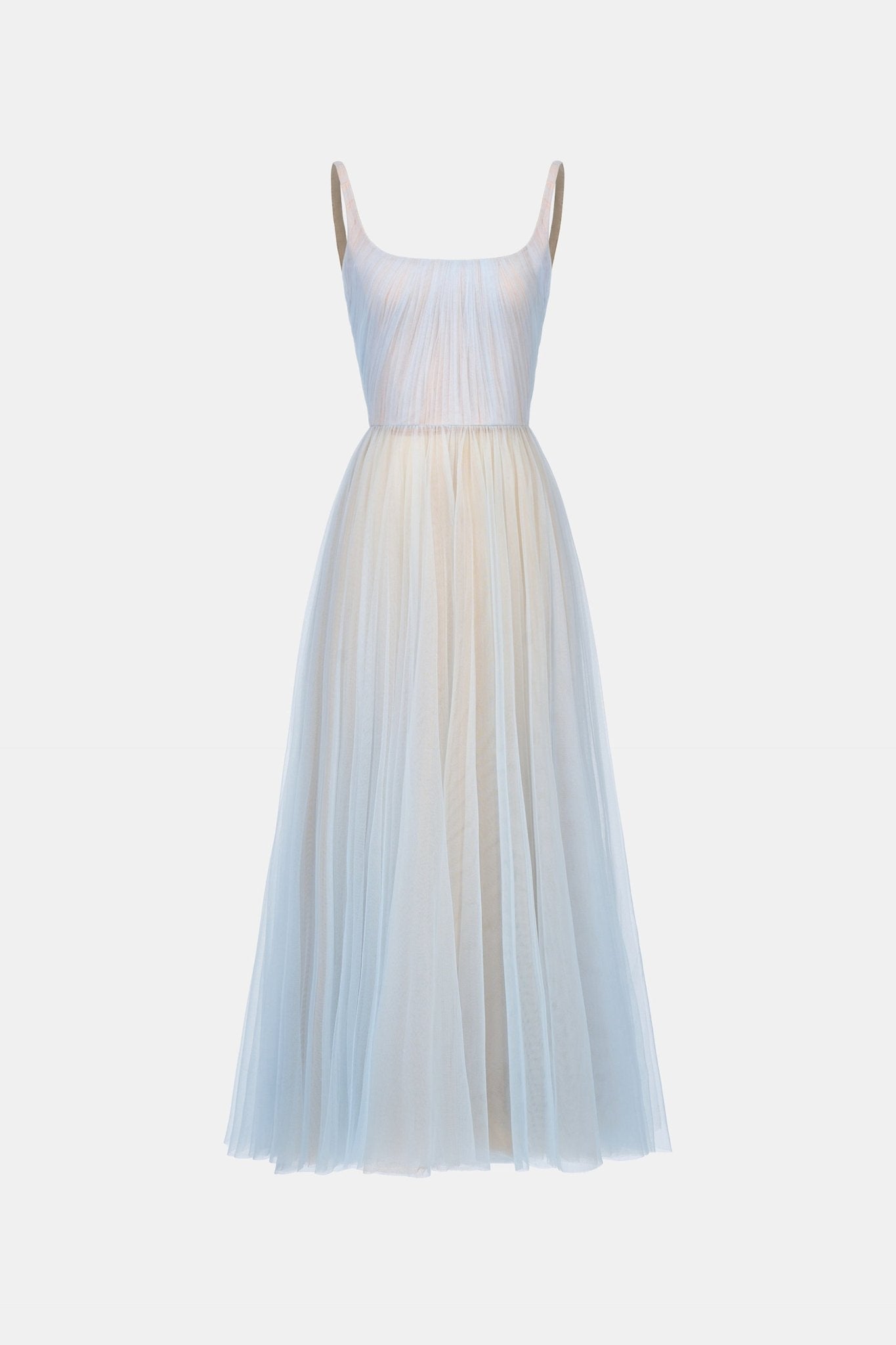 Blue Draped Tulle Midi Dress – Montsand Blue Draped Tulle Midi Dress – Montsand