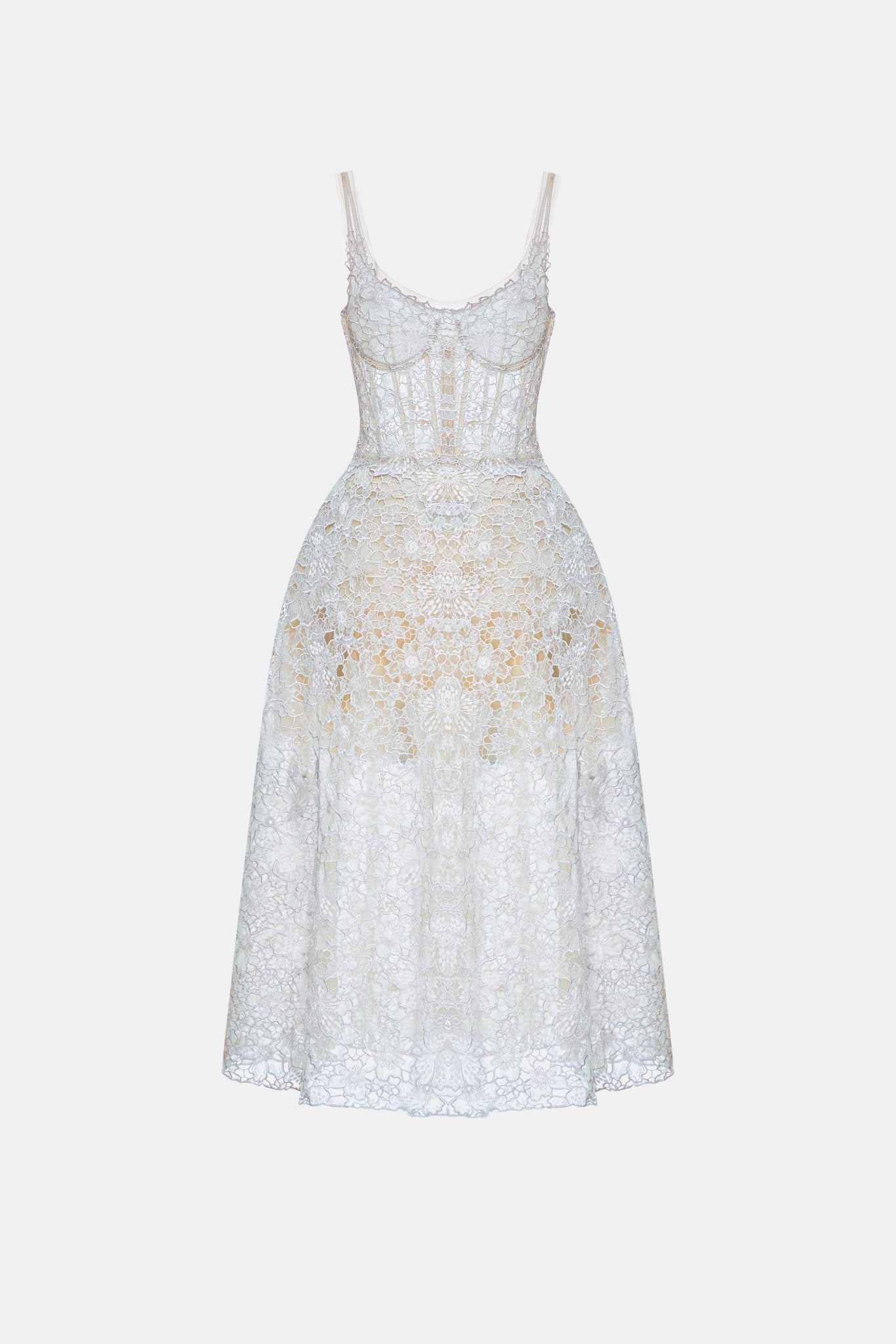 Blue Flower Lace Midi Dress S Blue Flower Lace Midi Dress S