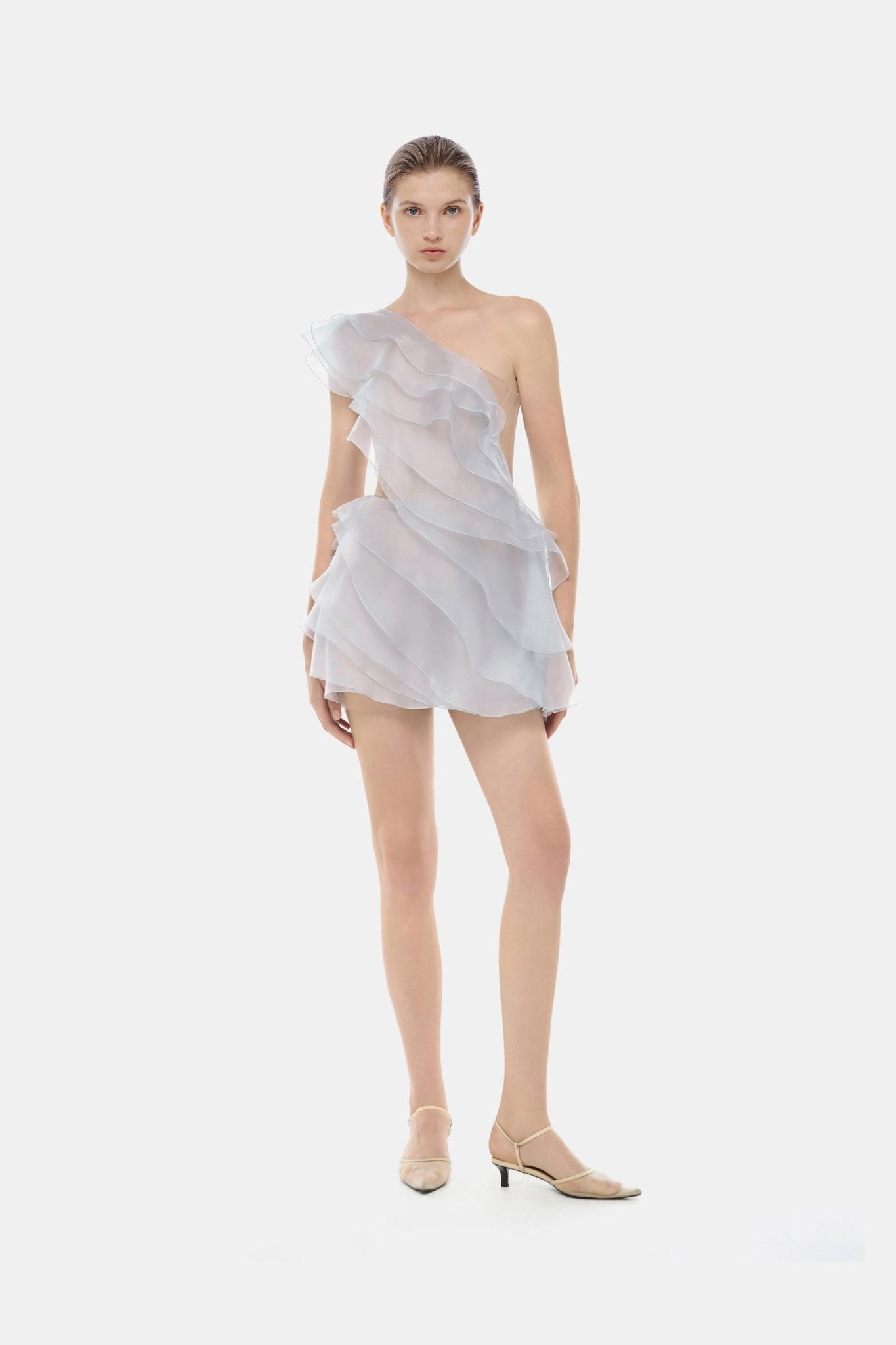 one shoulder ruffle mini dress Blue One-Shoulder color:Square 4 I 4 Pairs Guest Dresses Long Frocks The Dazzle Me One 3PFF25