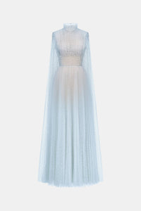 Blue Smocked Lace Maxi Dress - Montsand