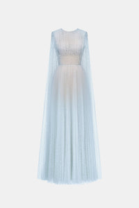 Blue Smocked Round - neck Maxi Dress - Montsand