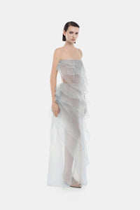 Blue Tiered Strapless Dress - Montsand