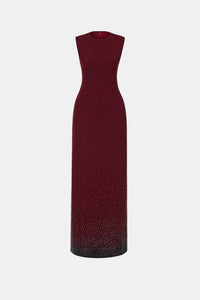 Burgundy Crystal Beaded Maxi Dress - Montsand