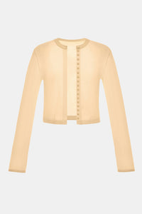 Camel Button - Up Crop Cardigan - Montsand