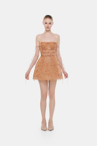 Camel Floral String Mini Dress - Montsand