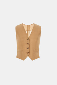 Camel Linen Waistcoat - Montsand