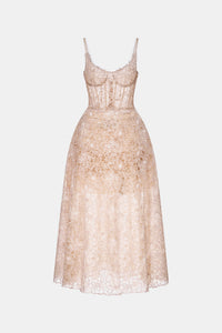 Pink Flower Lace Maxi Dress