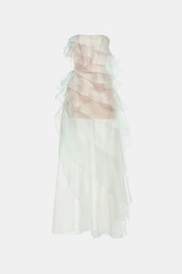 Mint Tiered Strapless Dress