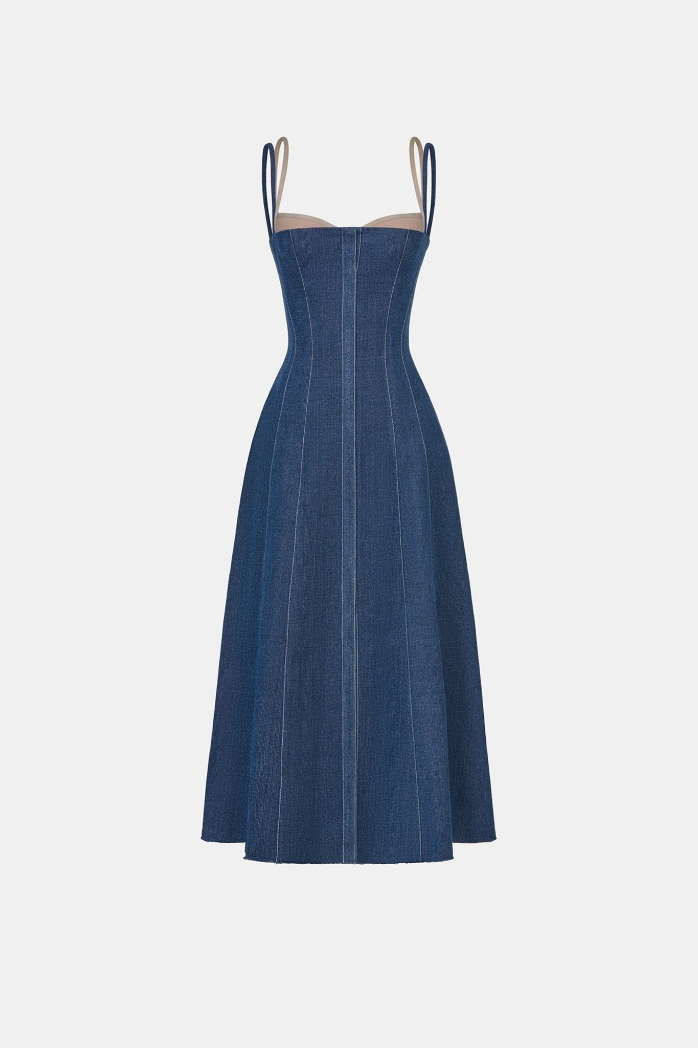 Denim Blue Corset Midi Dress L