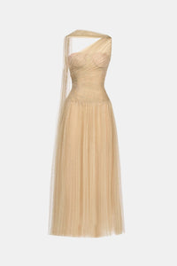 Gold Draped Midi Dress - Montsand