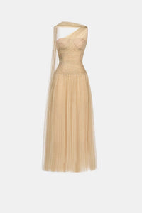 Gold Draped Midi Dress - Montsand