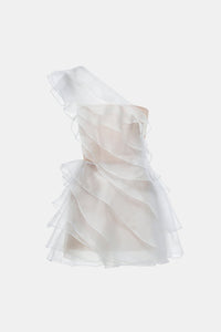 Grey Ruffle One - Shoulder Mini Dress - Montsand