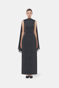 Grey Tailored Scarf Maxi Dress - Montsand