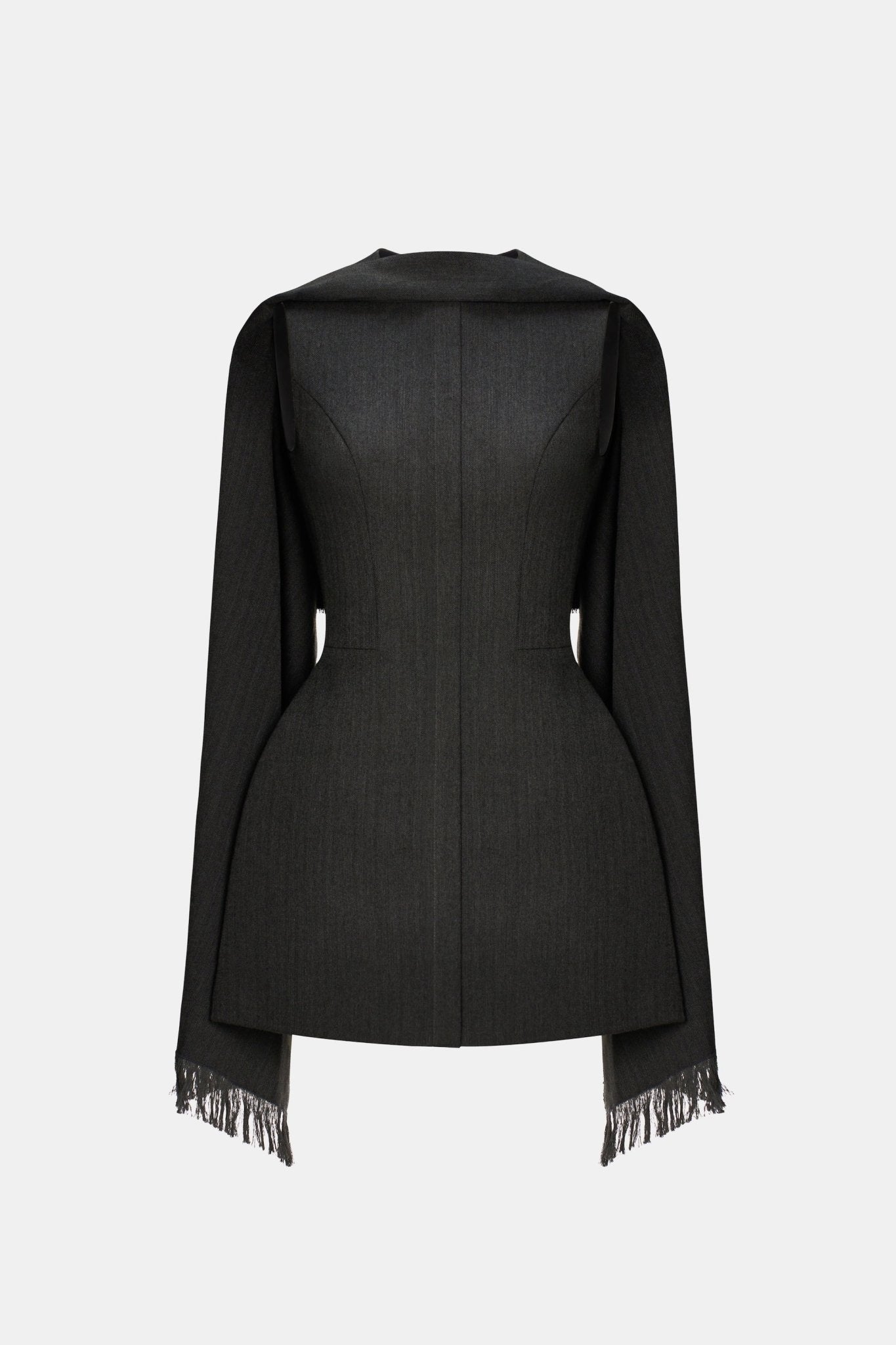 black scarf mini dress Kalianna Ruched Waist Scarf Mini Dress Polka Dot Black