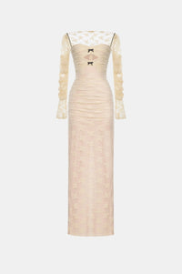 Ivory Bow Cut Out Laces Dress - Montsand