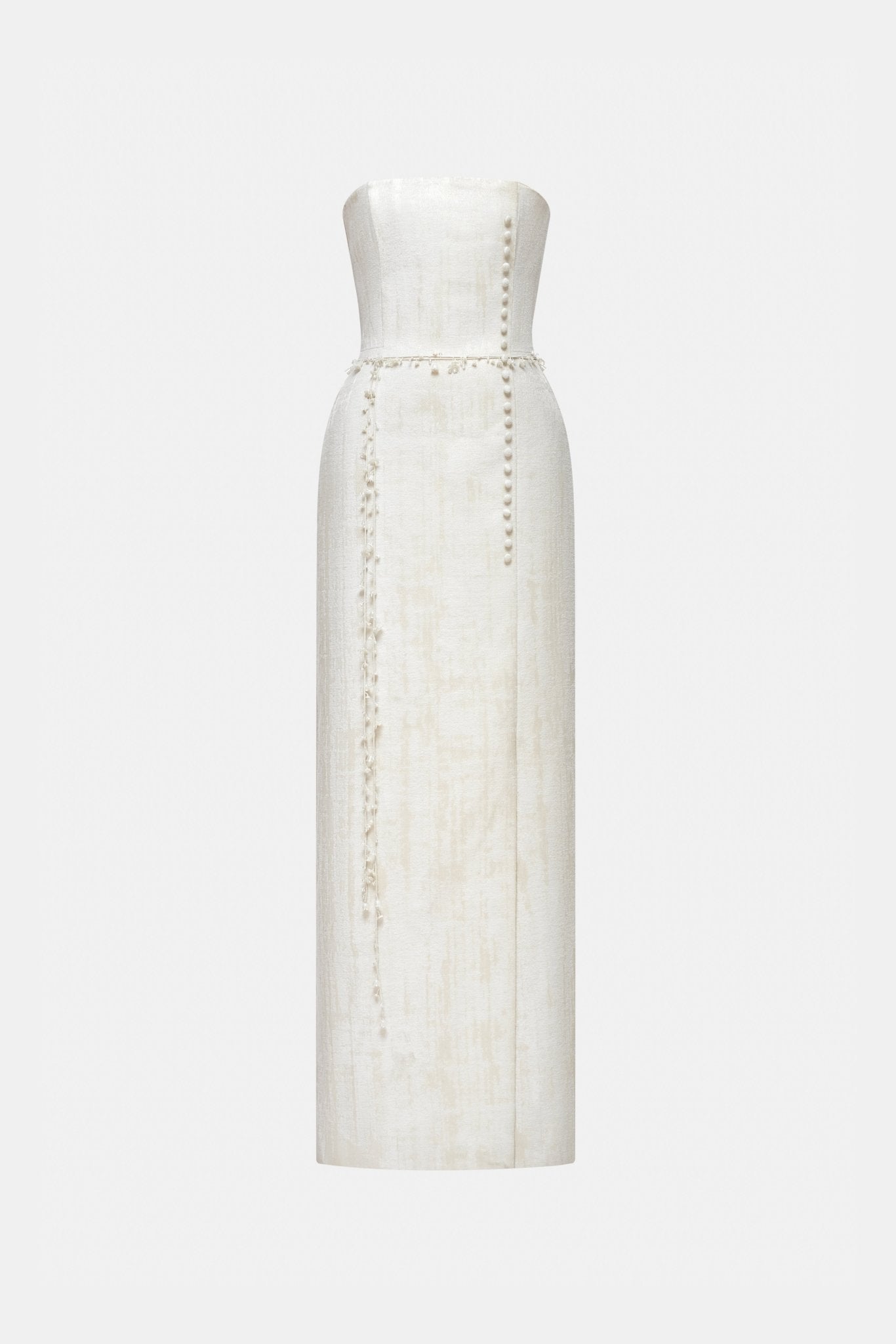 Ivory Brocade Strapless Dress – Montsand