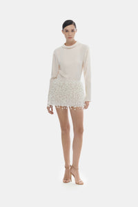 Ivory Flowers Mini Skirt - Montsand