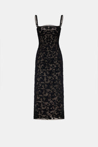Ivory Straight Neckline Bodice Midi Dress - Montsand
