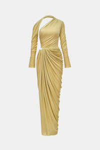 Lime Draped Asymmetric Maxi Dress Dresses Montsand