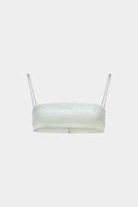 Mint Crystal Beaded Silk Bra - Montsand