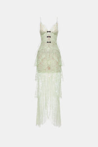 Mint Floral Bow Vneck Maxi Dress - Montsand