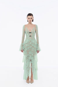 Mint Floral High-Low Maxi Skirt - Montsand