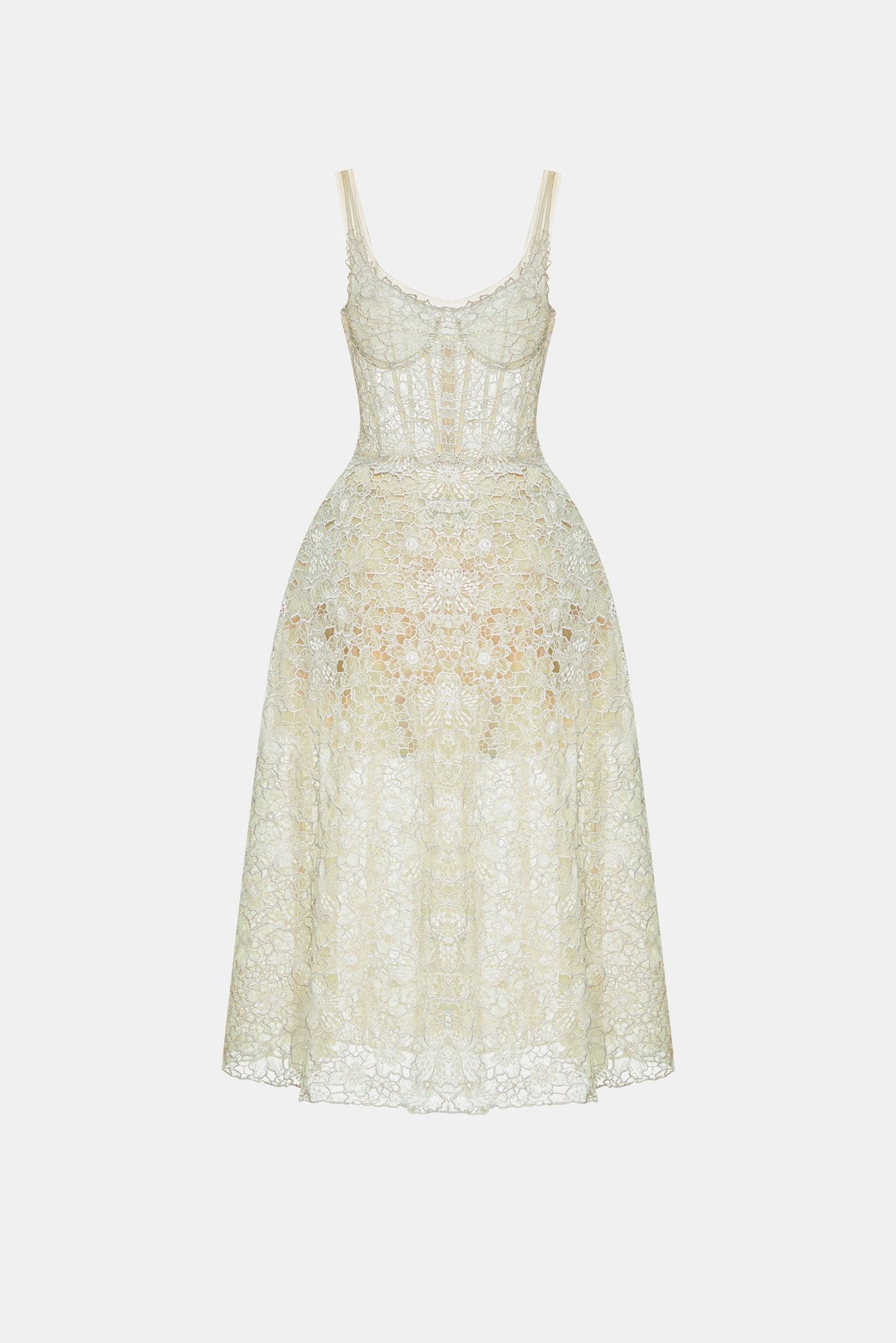 Mint Flower Lace Midi Dress XL