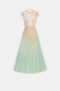 Mint Ombré Cut-Out Lace Dress - Montsand