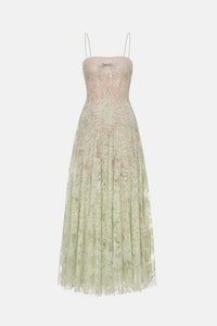 Mint Straight Neckline Pleat Maxi Dress - Montsand