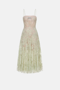 Mint Straight Neckline Pleat Midi Dress - Montsand